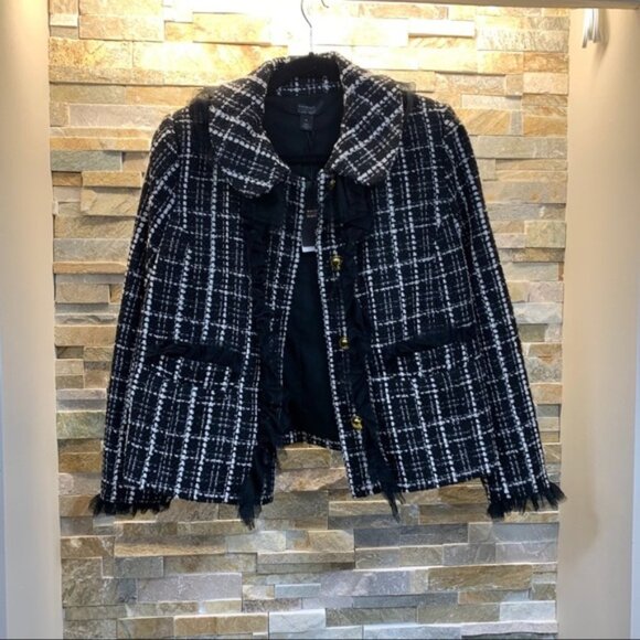 Halogen x Atlantic-Pacific Tulle Ruffle Plaid Jacket - Picture 2 of 6